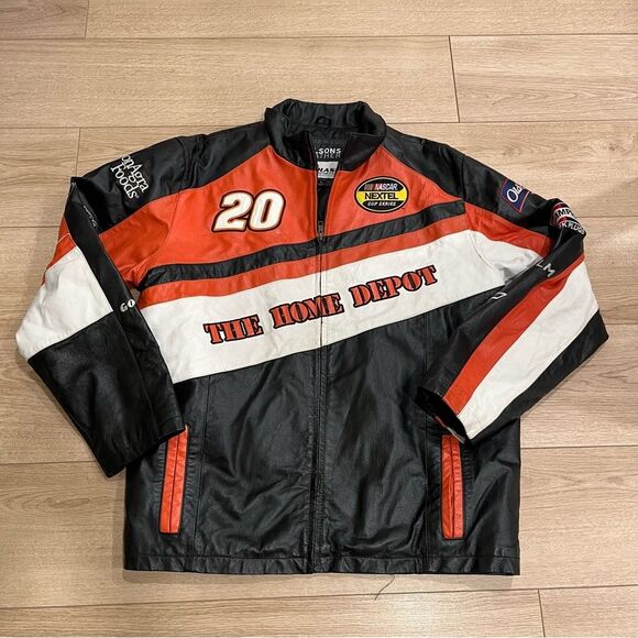 Vintage Chase Authentics Leather Home Depot Racing Tony Stewart Jacket Size L
